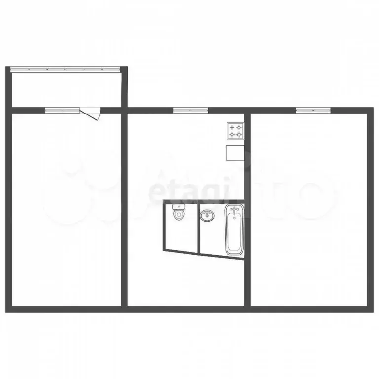 2-к. квартира, 45,5 м, 1/5 эт. - Фото 0