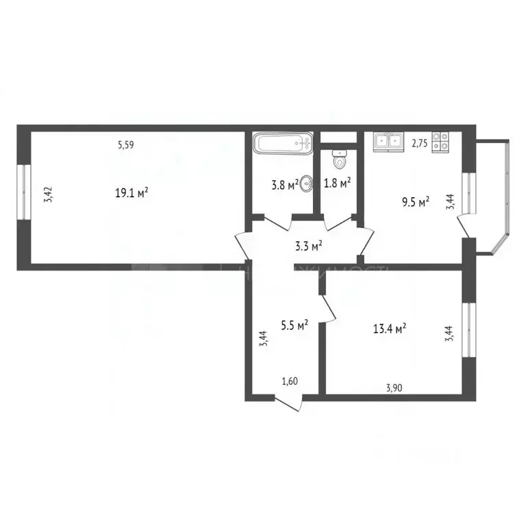 2-к кв. Тюменская область, Тюмень Широтная ул., 165к4 (56.8 м) - Фото 2