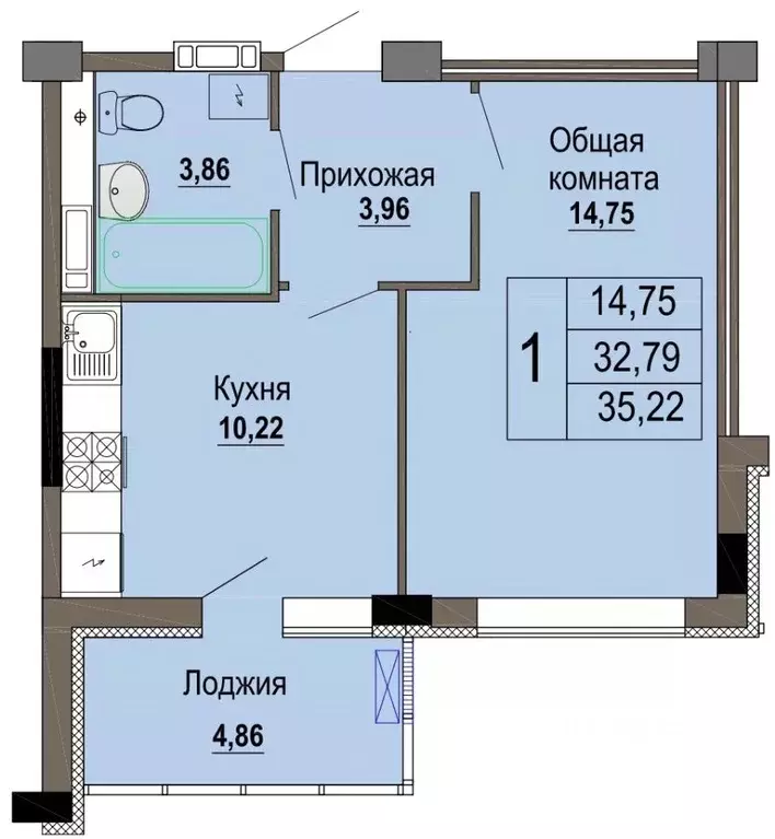 1-к кв. Белгородская область, Старый Оскол Степной мкр, 33Д (35.22 м) - Фото 0