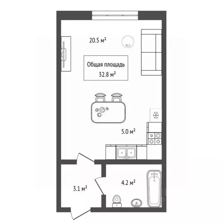 Студия Новосибирская область, Новосибирск ул. Александра Чистякова, ... - Фото 2