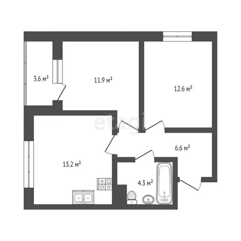 2-комнатная квартира: Тюмень, Тальниковая улица, 5 (50.5 м) - Фото 1