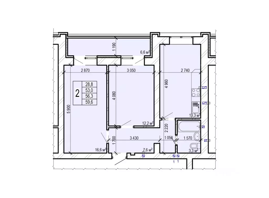 2-к кв. Саратовская область, Энгельс ул. Колотилова, 100 (59.6 м) - Фото 0