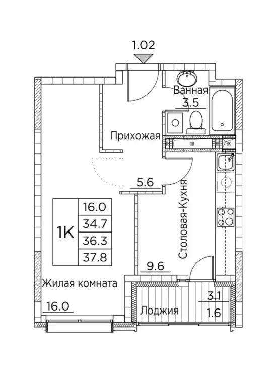 1-к кв. Приморский край, Владивосток ул. Расула Гамзатова, 7к2 (37.8 ... - Фото 0