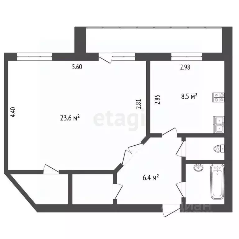 1-к кв. Ямало-Ненецкий АО, Муравленко ул. Нефтяников, 3 (45.0 м) - Фото 2