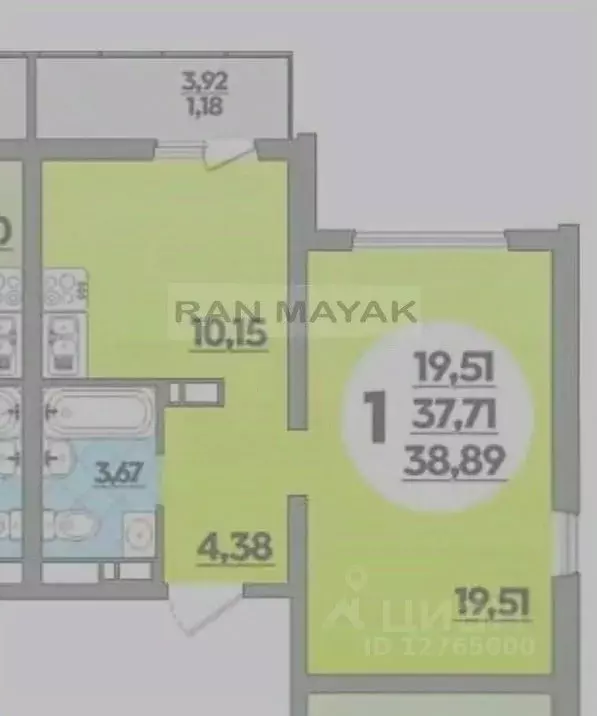 1-к кв. Адыгея, Майкоп ул. Олега Цокова, 4 (37.7 м) - Фото 2