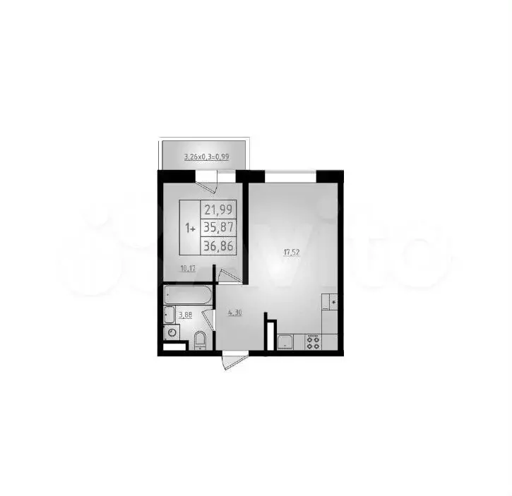 1-к. квартира, 36,9 м, 8/8 эт. - Фото 1