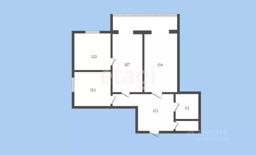 3-к кв. Карачаево-Черкесия, Черкесск Октябрьская ул., 384А (94.4 м) - Фото 1