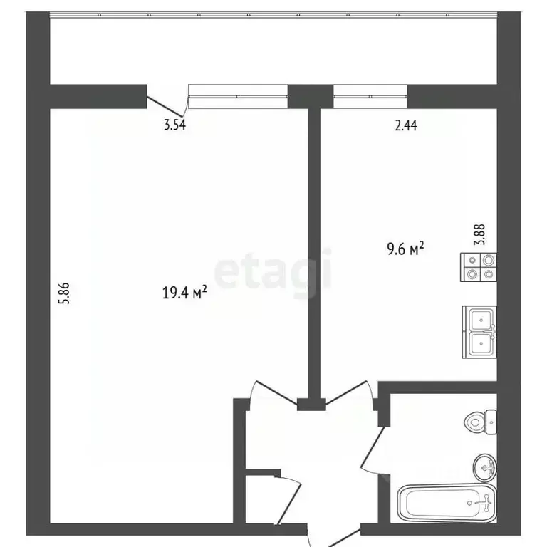 1-к кв. Москва Духовской пер., 14 (34.5 м) - Фото 2