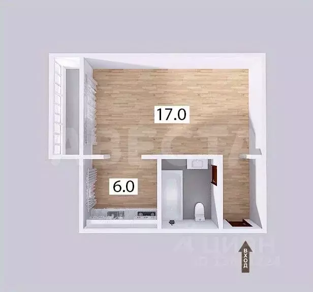 1-к кв. Омская область, Омск ул. Красный Путь, 12 (31.0 м) - Фото 1