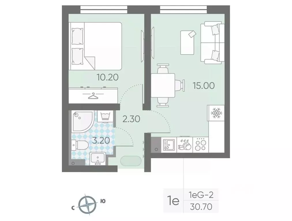 1-к кв. Санкт-Петербург ул. Пахомовская, 12к2 (30.7 м) - Фото 0