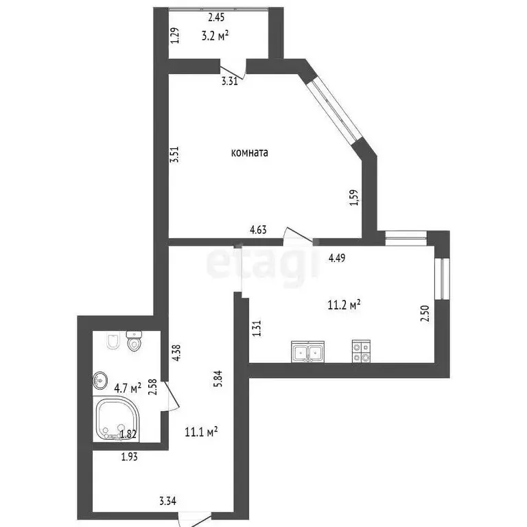 1-комнатная квартира: Самара, Центральная улица, 1Б (41.6 м) - Фото 1