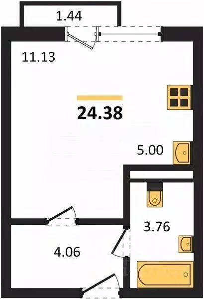 Студия Челябинская область, Челябинск ул. Блюхера, 123Ж (24.38 м) - Фото 2