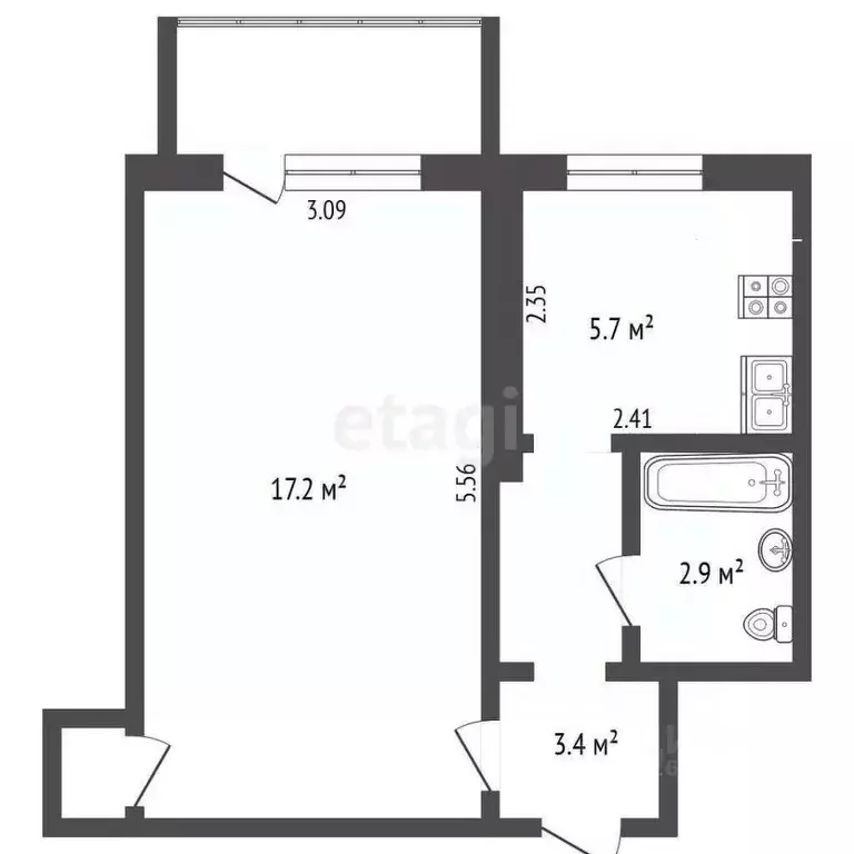 1-к кв. Севастополь ул. Гоголя, 26 (30.3 м) - Фото 1