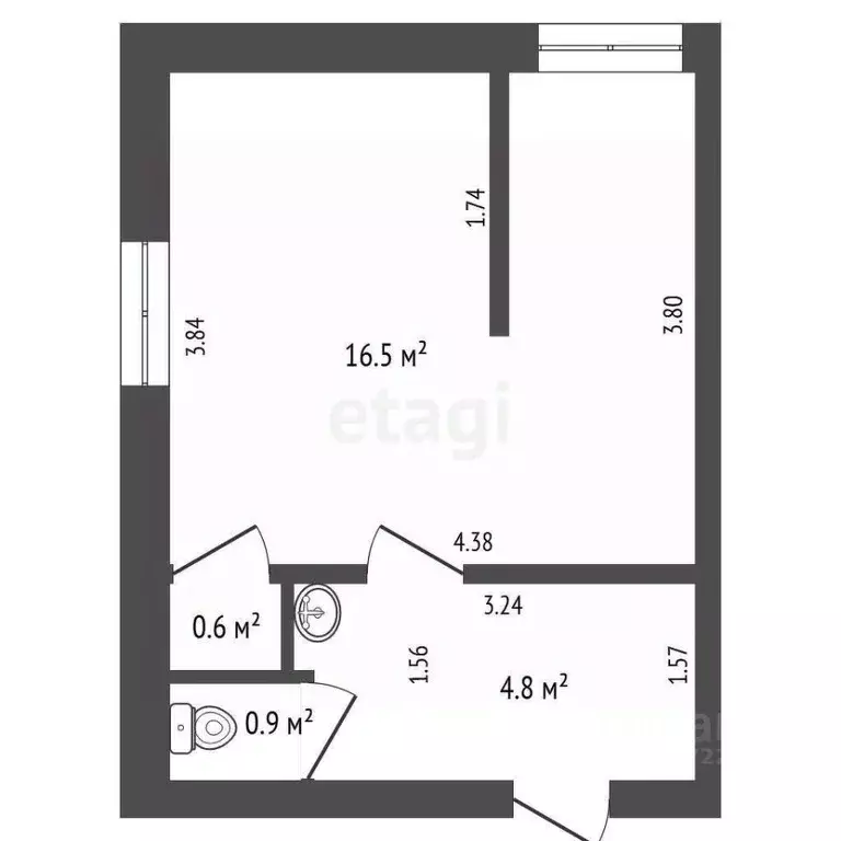 1-к кв. Башкортостан, Стерлитамак ул. Дружбы, 36А (22.8 м) - Фото 0