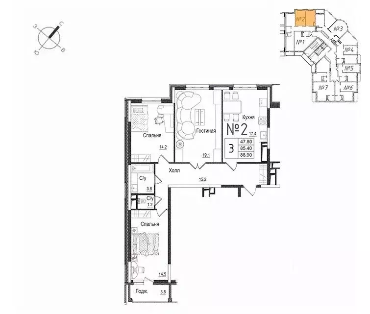 3-к кв. Московская область, Наро-Фоминск ул. Новикова, 20/1 (89.0 м) - Фото 0
