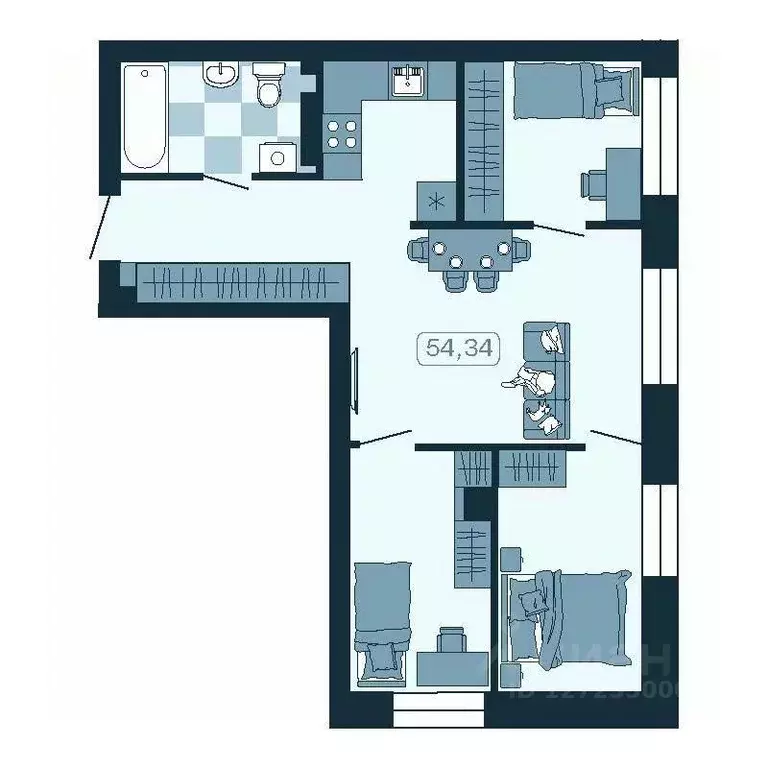 3-к кв. Приморский край, Владивосток ул. Борисенко, 100Кс1 (54.34 м) - Фото 1