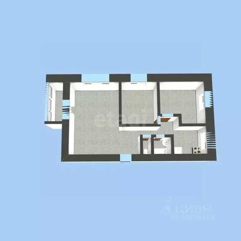 3-к кв. Башкортостан, Уфа ул. Рихарда Зорге, 10 (63.0 м) - Фото 2