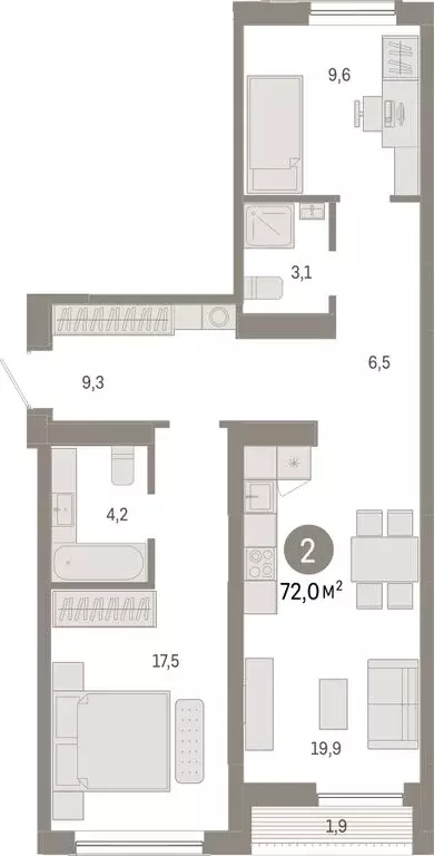 2-комнатная квартира: Новосибирск, Большевистская улица, с49 (72.03 м) - Фото 1