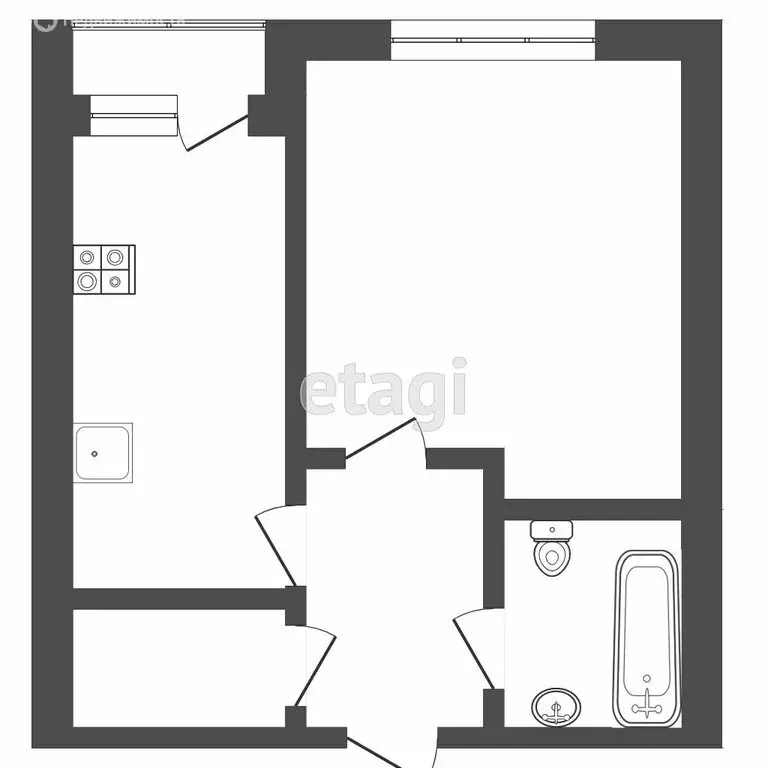 1-комнатная квартира: Тюмень, улица Газовиков, 12 (26.3 м) - Фото 1