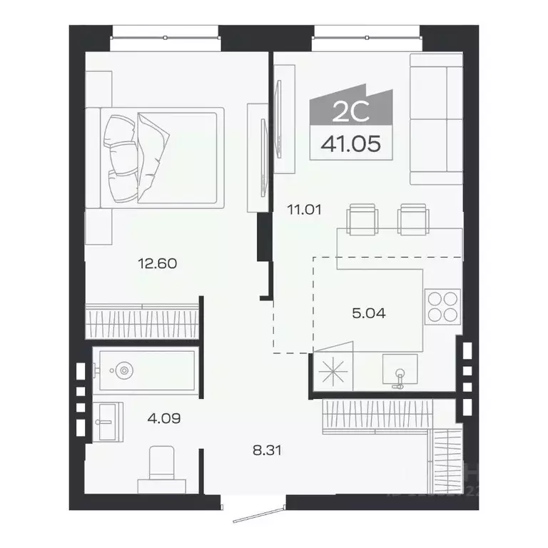 2-к кв. Новосибирская область, Новосибирский район, Краснообск рп ... - Фото 1