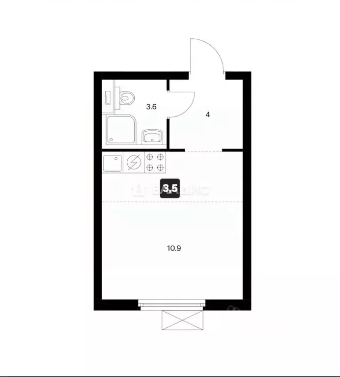 Студия Москва бул. Чкаловский, 6 (22.0 м) - Фото 1