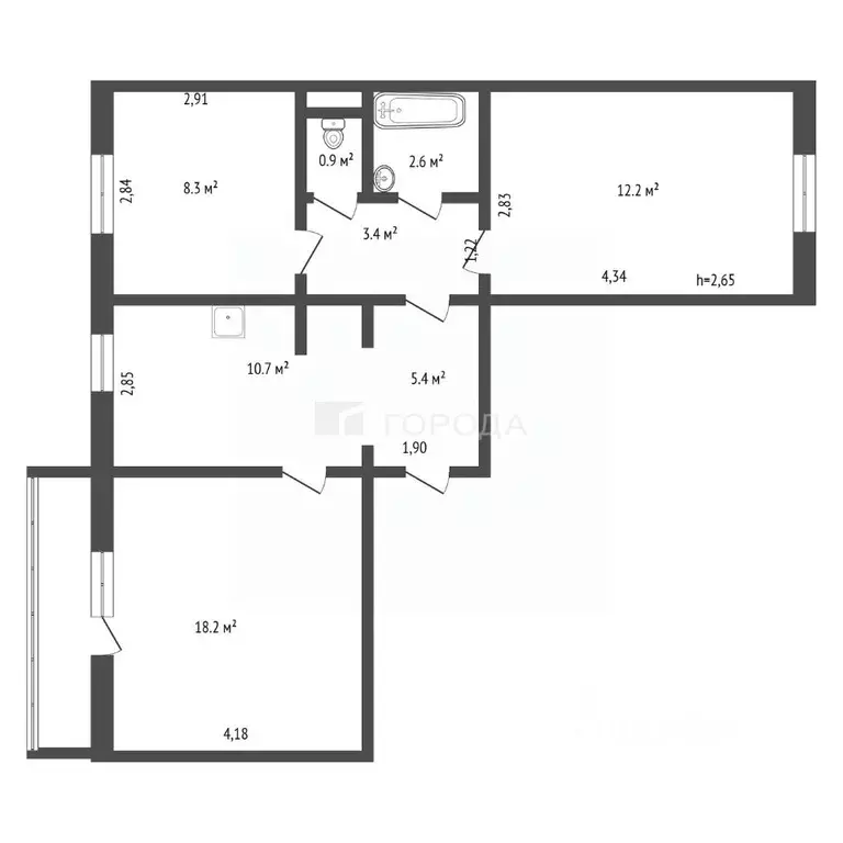 3-к кв. Алтайский край, Барнаул ул. Энтузиастов, 28 (61.7 м) - Фото 2