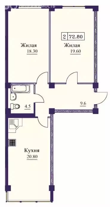 2-комнатная квартира: Ставропольский край, Минеральные Воды (72.8 м) - Фото 1