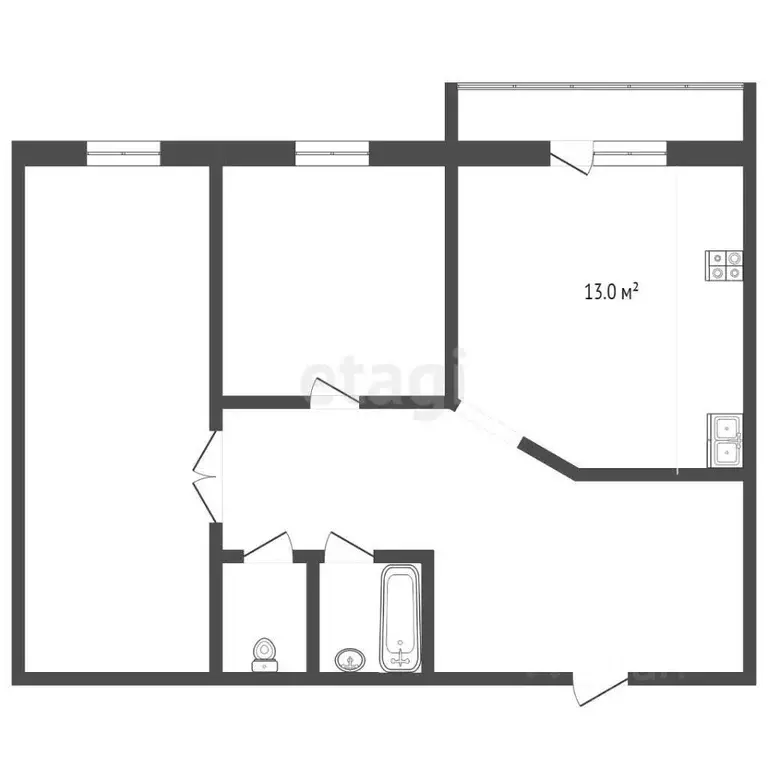 2-к кв. Ярославская область, Ярославль Красноборская ул., 60 (65.3 м) - Фото 1