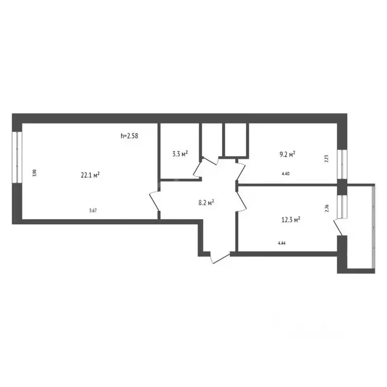 2-к кв. Красноярский край, Красноярск Соколовская ул., 80А (56.0 м) - Фото 2