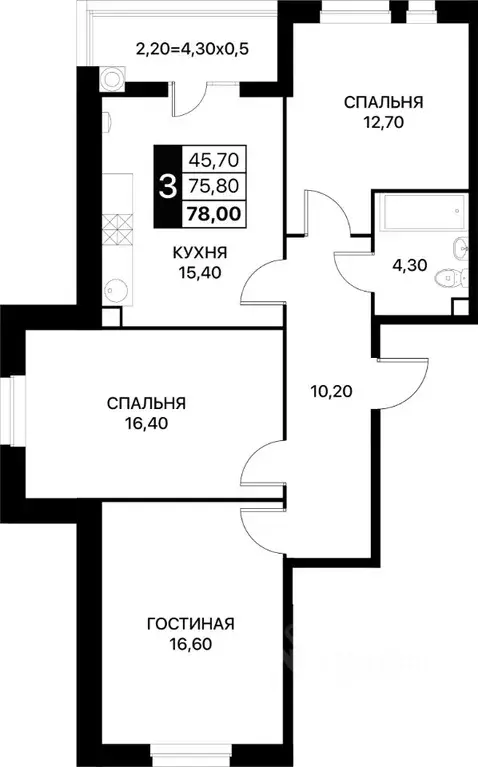 3-к кв. Ростовская область, Ростов-на-Дону ул. Вересаева, 92 (78.0 м) - Фото 0