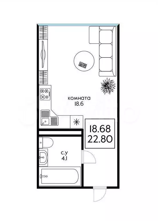 Квартира-студия, 22 м, 6/24 эт. - Фото 0