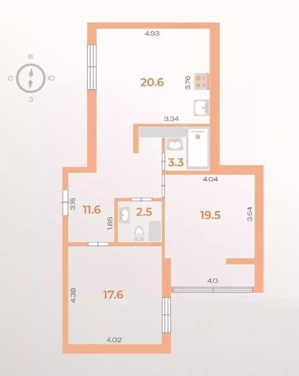 2-к кв. Санкт-Петербург проезд Дизельный, 11к2 (75.1 м) - Фото 0