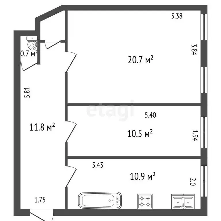 2-комнатная квартира: Санкт-Петербург, Кавалергардская улица, 5 (54.6 ... - Фото 1