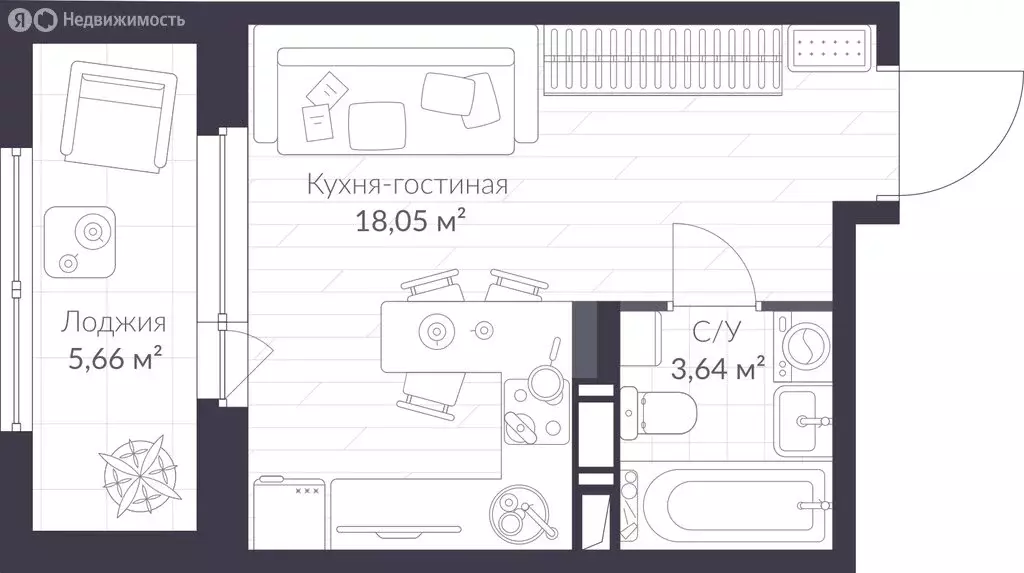 Квартира-студия: Санкт-Петербург, Парашютная улица, 79к1 (24.7 м) - Фото 0