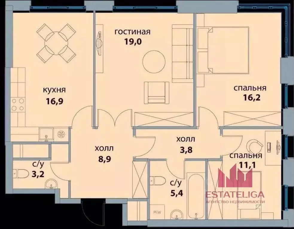 3-к кв. Москва Шелепихинская наб., 34к5 (85.0 м) - Фото 1