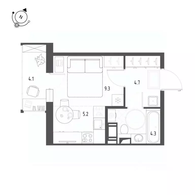 Студия Санкт-Петербург пос. Шушары, ул. Чудовская, 14к1 (24.9 м) - Фото 0
