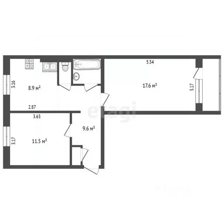2-к кв. Ямало-Ненецкий АО, Ноябрьск ул. Ленина, 78 (51.8 м) - Фото 2