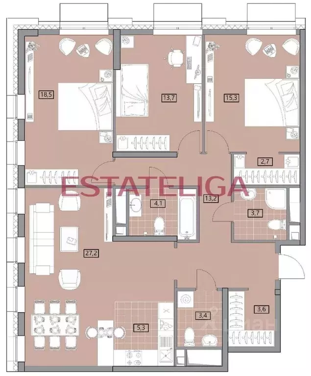 4-к кв. Москва Аминьевское ш., 4Дк2 (113.0 м) - Фото 1