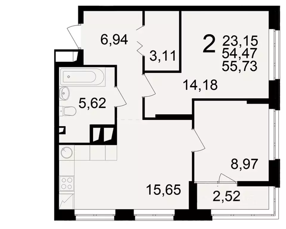 2-к кв. Рязанская область, Рязань ул. Чкалова (54.47 м) - Фото 1