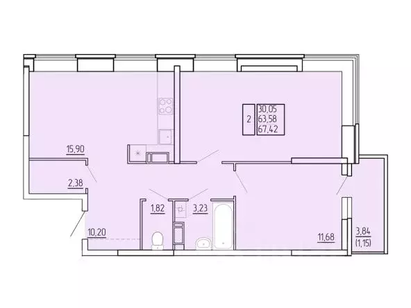 2-к кв. Архангельская область, Северодвинск И-1 кв-л,  (64.87 м) - Фото 0