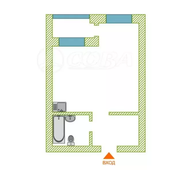 Квартира-студия: Тюмень, улица Василия Севергина, 2к2 (34 м) - Фото 0