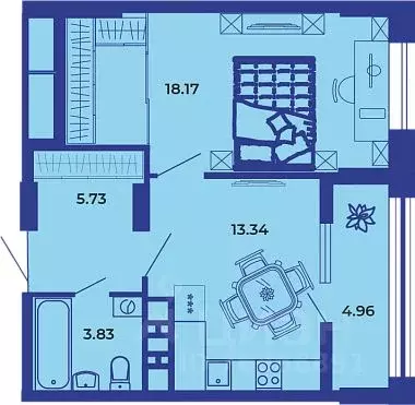 1-к кв. Брянская область, Брянск ул. Комарова, 47 (45.8 м) - Фото 1