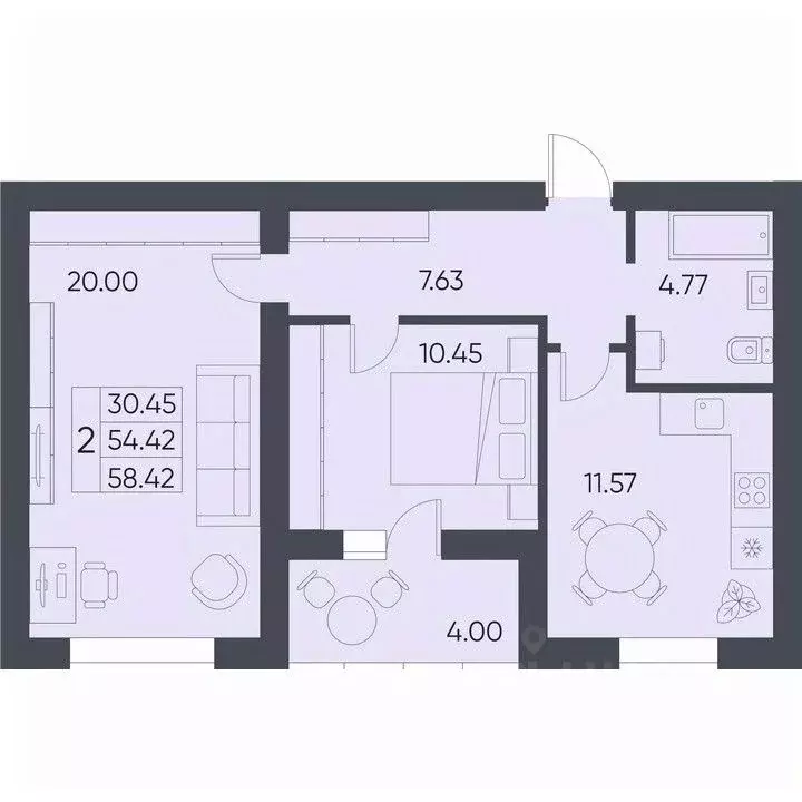 2-к кв. Саратовская область, Татищево рп  (58.42 м) - Фото 0