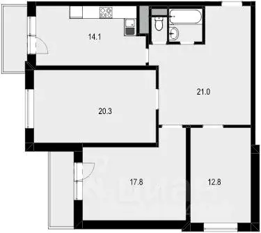 3-к кв. Москва ул. Твардовского, 4К1 (89.9 м) - Фото 1