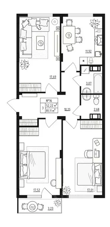 3-к кв. Ленинградская область, Гатчинский муниципальный округ, д. ... - Фото 1