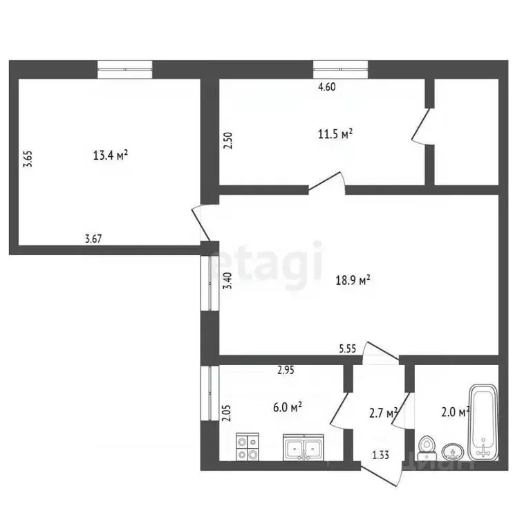 2-к кв. Крым, Бахчисарай ул. Висовина, 1А (57.1 м) - Фото 2