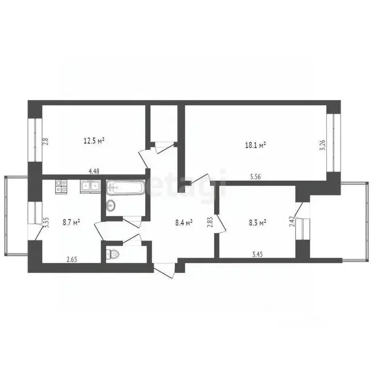 3-к кв. Крым, Симферополь ул. Янтарная (39.0 м) - Фото 1