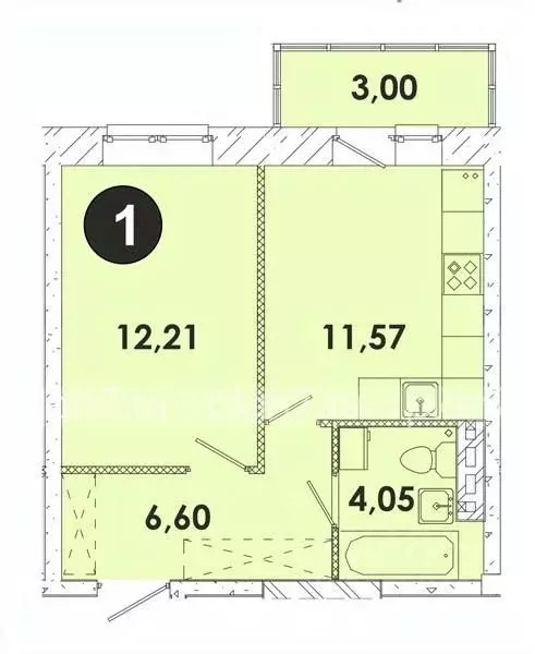 1-к кв. Иркутская область, Иркутский муниципальный округ, пос. ... - Фото 1