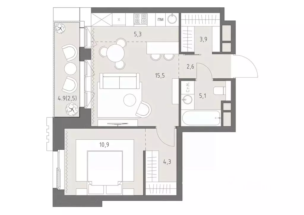 2-к кв. Москва Родина Парк жилой комплекс, к1 (50.1 м) - Фото 1