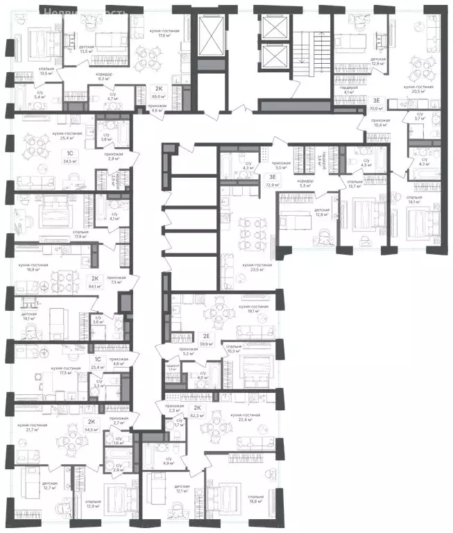 2-комнатная квартира: Москва, 1-й Кирпичный переулок, 15А (69.8 м) - Фото 1